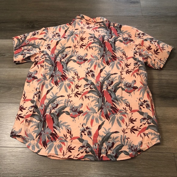 Columbia Mens Pink Orange Floral Hawaiian Button Down Shirt Regular Fit Size XL - Picture 9 of 10